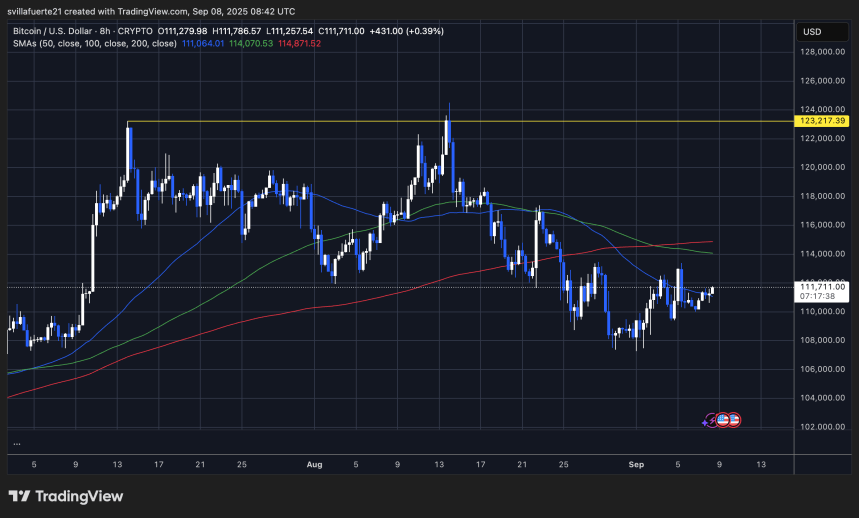 BTC consolidates below $ 115K | Source: BTCUSDT chart on TradingView